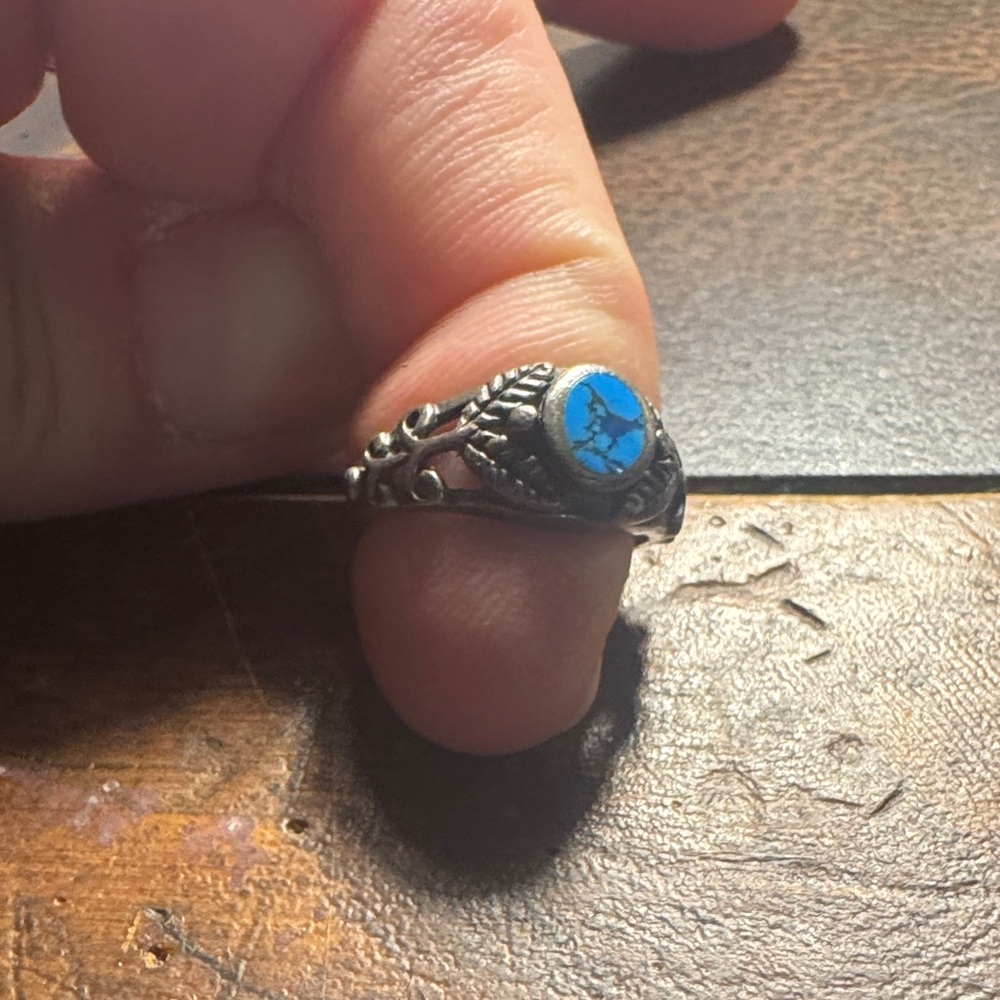 VINTAGE Mid -Century Navajo Sterling Silver 925 and Blue Turquoise Ring